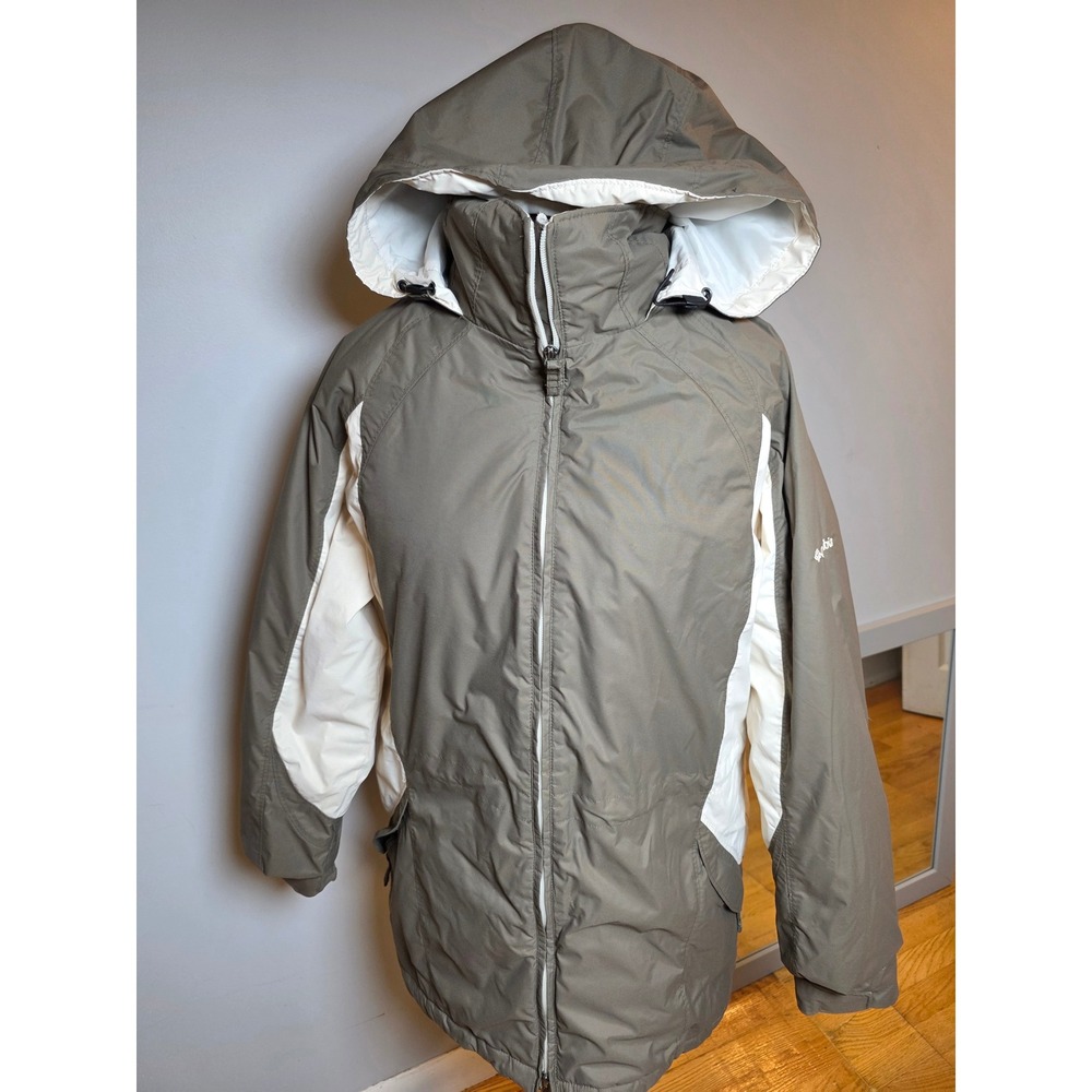 Columbia Womens Olive Green Cream Hooded Winter Parka Jacket WL 5064 Large